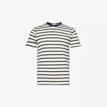 Полосатая футболка стандартного кроя из хлопкового джерси Sunspel, экрю