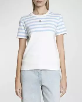 Полосатая футболка сверху с логотипом 4G Givenchy, цвет White Light Blue