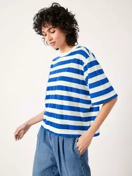 Полосатая футболка свободного кроя hush, синий/белый
