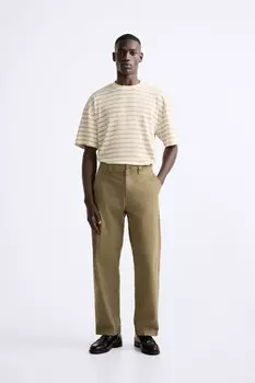 Полосатая футболка свободного кроя ZARA, белый/серый
