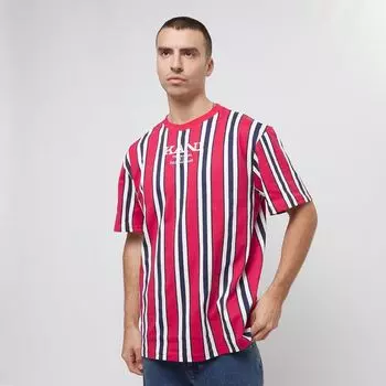 Полосатая футболка в стиле ретро Karl Kani, цвет dark red/navy/off white