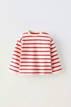 Полосатая футболка ZARA, белый/красный