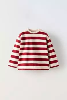Полосатая футболка ZARA, красный