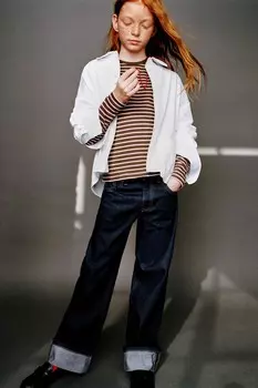Полосатая футболка ZARA, розовый/белый