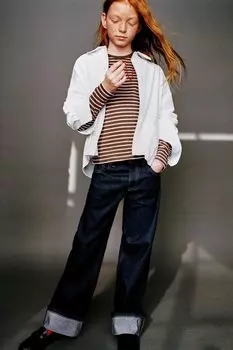Полосатая футболка ZARA, розовый/белый