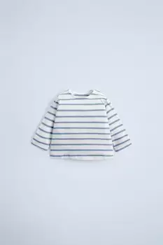 Полосатая футболка ZARA, синий