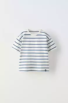 Полосатая футболка ZARA, синий