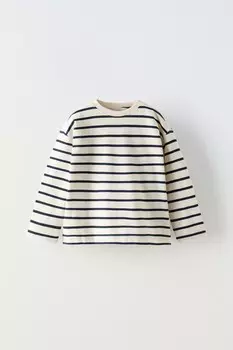 Полосатая футболка ZARA, синий