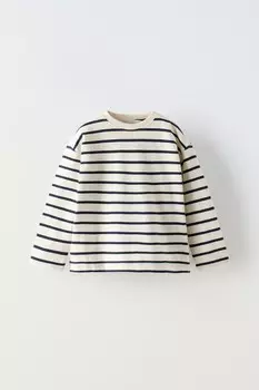 Полосатая футболка ZARA, синий