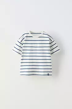 Полосатая футболка ZARA, синий