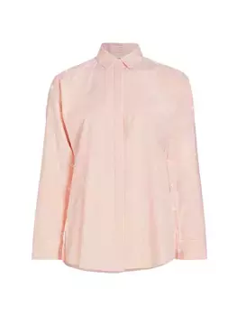 Полосатая хлопковая блузка с длинными рукавами Akris Punto, цвет cream orange