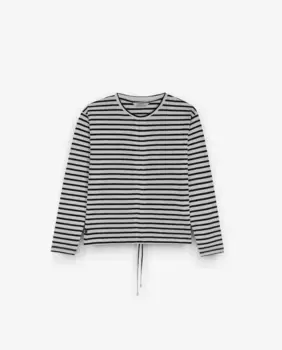 Полосатая хлопковая футболка для девочки Scalpers, черный