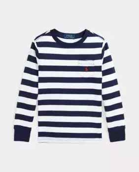 Полосатая хлопковая футболка для мальчика Polo Ralph Lauren, мультиколор