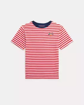 Полосатая хлопковая футболка для мальчика Polo Ralph Lauren, красный
