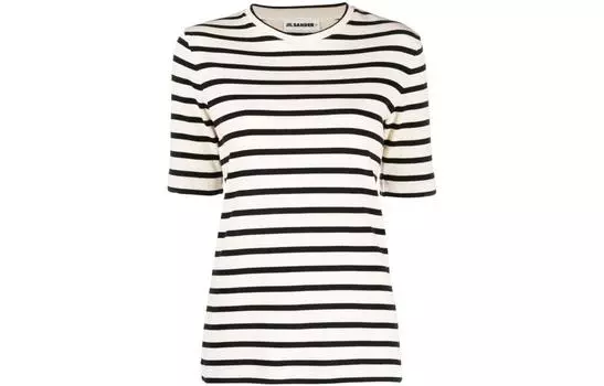 Полосатая хлопковая футболка JIL SANDER, белый
