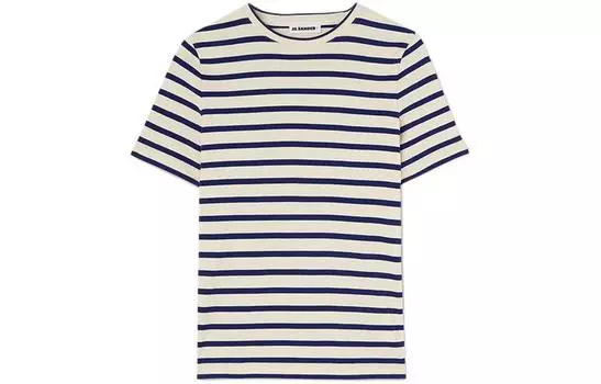 Полосатая хлопковая футболка JIL SANDER, слоновая кость