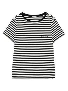 Полосатая хлопковая футболка Moncler, черный