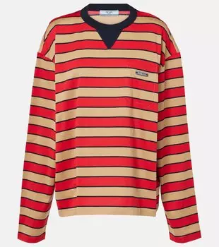 Полосатая хлопковая футболка Prada, Cammello + Rosso