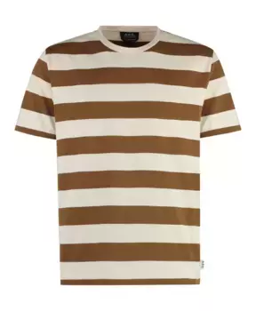 Полосатая хлопковая футболка с круглым вырезом A.P.C., бежевый