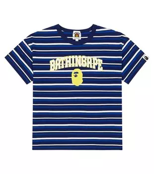Полосатая хлопковая футболка с логотипом BAPE, синий
