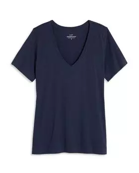 Полосатая хлопковая футболка с V-образным вырезом Vineyard Vines, синий