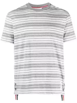 Полосатая хлопковая футболка THOM BROWNE, серый