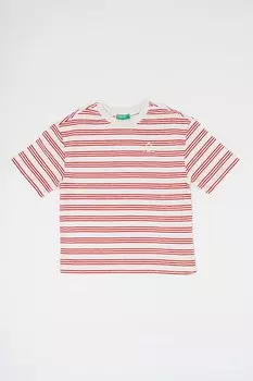 Полосатая хлопковая футболка United Colors Of Benetton, красный