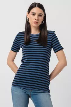 Полосатая хлопковая футболка United Colors Of Benetton, черный