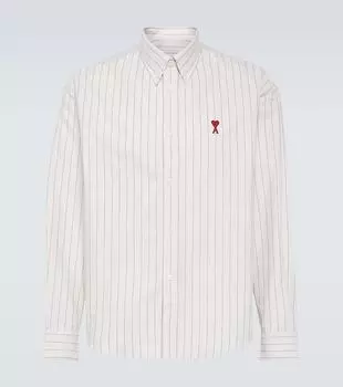 Полосатая хлопковая оксфордская рубашка Ami Paris, бежевый