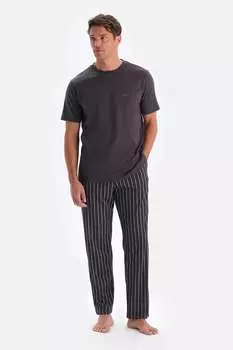 Полосатая хлопковая пижама Dagi, серый