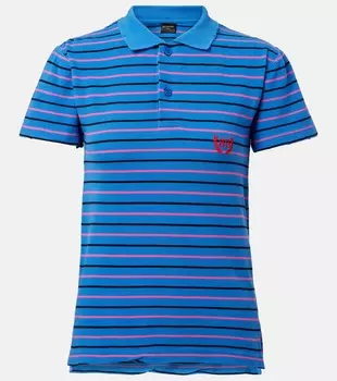 Полосатая хлопковая поло Balenciaga, Blue/Pink