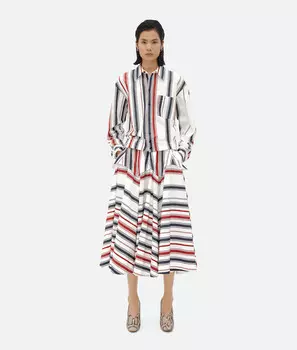 Полосатая хлопковая рубашка Bottega Veneta