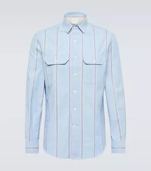 Полосатая хлопковая рубашка Brunello Cucinelli, синий