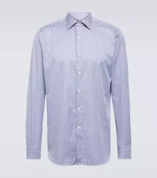 Полосатая хлопковая рубашка Canali, синий