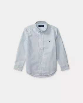 Полосатая хлопковая рубашка для мальчика Polo Ralph Lauren, светло-синий