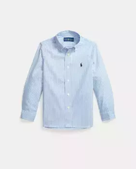Полосатая хлопковая рубашка для мальчика Polo Ralph Lauren, светло-голубой