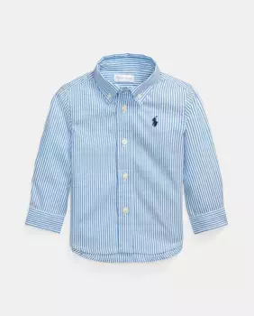 Полосатая хлопковая рубашка для мальчика Polo Ralph Lauren, синий