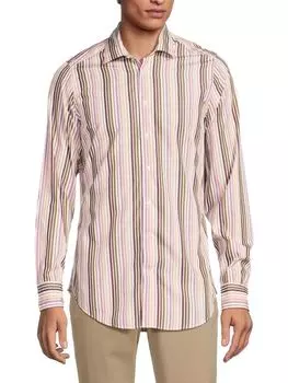 Полосатая хлопковая рубашка Etro, бежевый