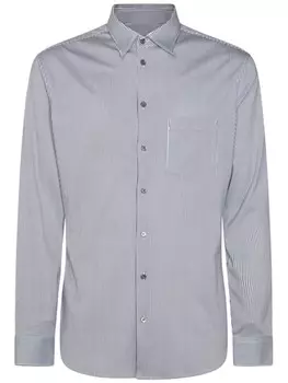 Полосатая хлопковая рубашка Giorgio Armani, синий