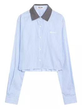 Полосатая хлопковая рубашка Miu Miu, синий