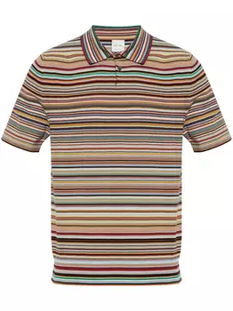 Полосатая хлопковая рубашка-поло Paul Smith, коричневый