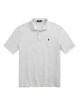 Полосатая хлопковая рубашка-поло Polo Ralph Lauren, белый