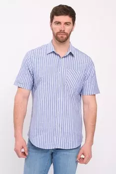 Полосатая хлопковая рубашка с короткими рукавами Kvl By Kenvelo, синий
