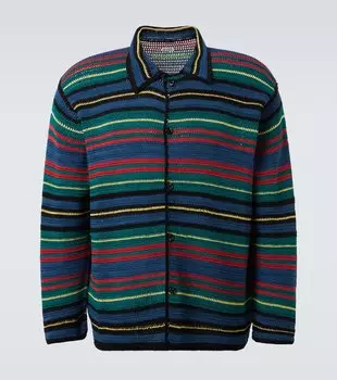 Полосатая хлопковая рубашка с кружевной отделкой Riverbank Bode, разноцветный