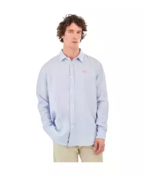 Полосатая хлопковая рубашка с вышивкой La Martina, синий