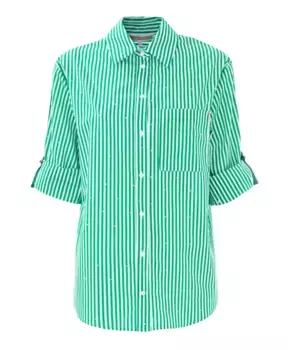 Полосатая хлопковая рубашка с закатанными рукавами Kocca, зеленый