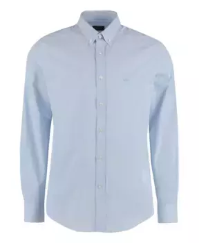 Полосатая хлопковая рубашка с закругленным краем Paul & Shark, синий