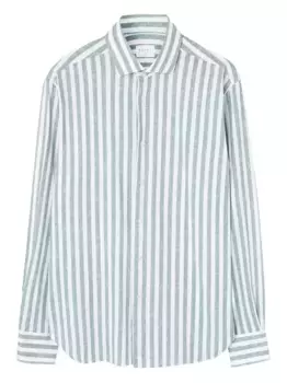 Полосатая хлопковая рубашка Xacus, зеленый