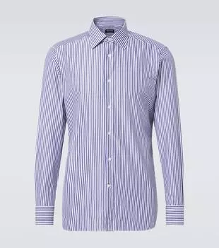 Полосатая хлопковая рубашка Zegna, Blue And White