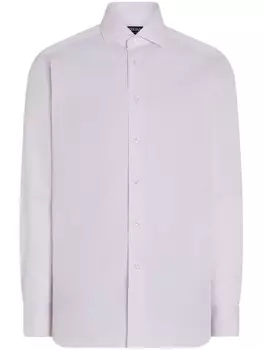 Полосатая хлопковая рубашка Zegna, нейтральный цвет